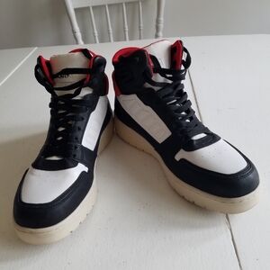 Pull & Bear Hi Top Sneakers  Black White Red Size 8